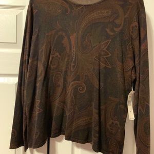 Brown paisley crew neck sweater. NWT Ralph Lauren